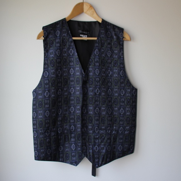 Vintage 1990s Silk Printed Vest; Men's Size Small - Picture 7 of 7